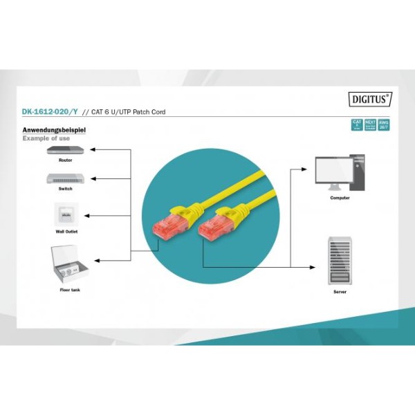 Фото - Кабель патч-корд Digitus CAT 6 UTP 2 м Yellow (DK-1612-020/Y)